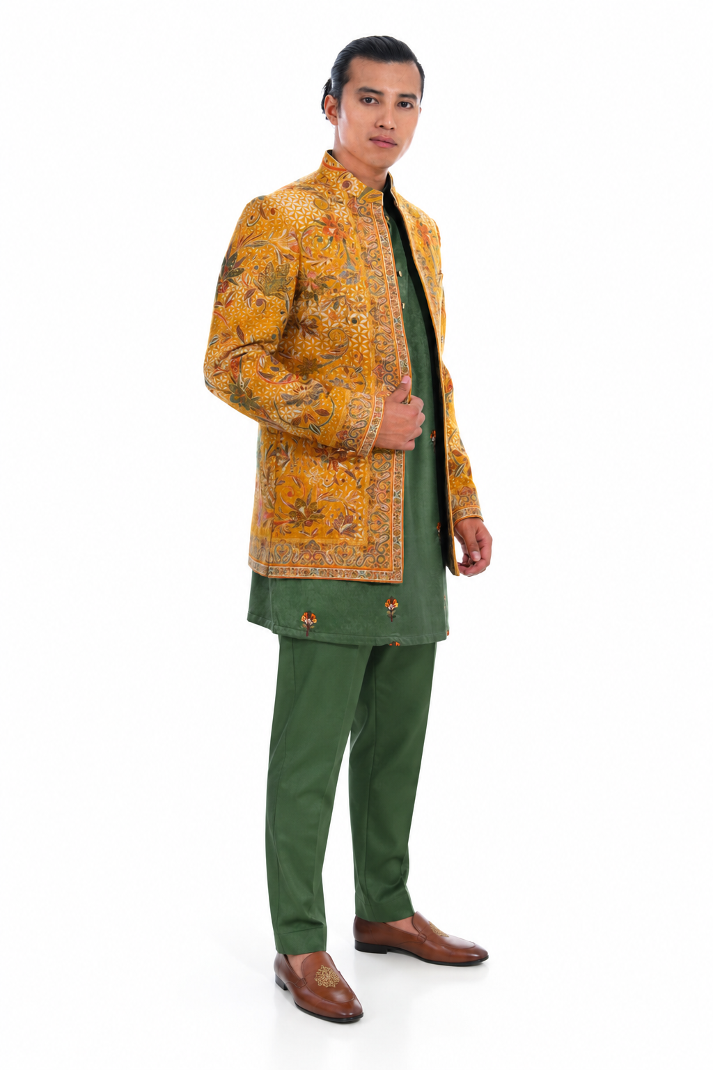 Gold Embroidered Indo Western Set