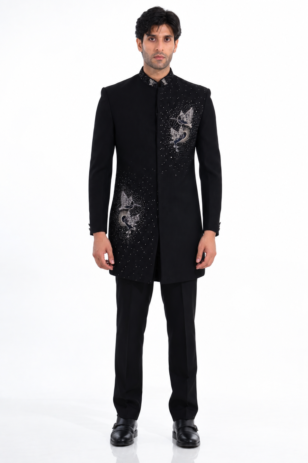 Midnight Black Embellished Indo Western Set