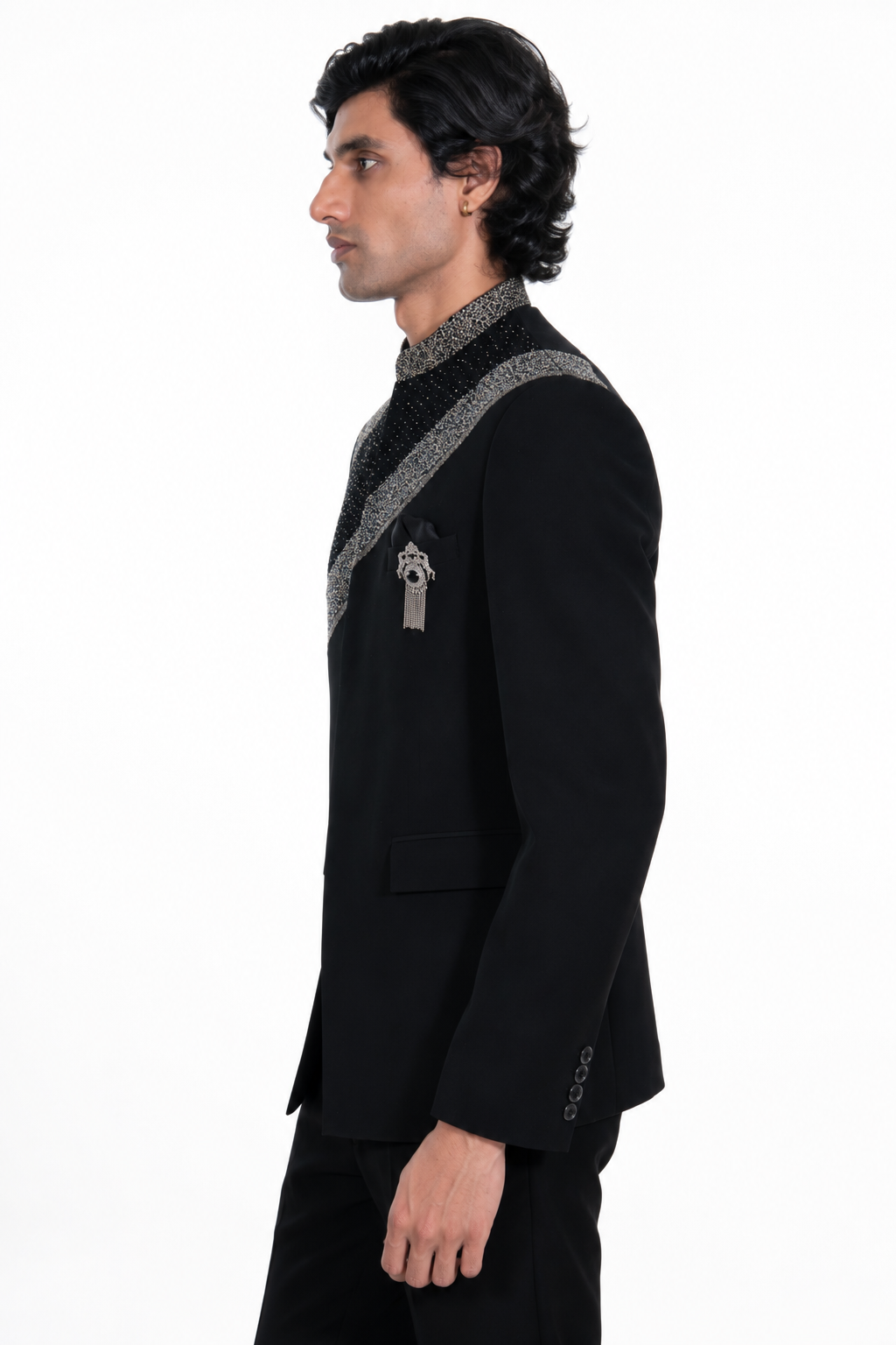 Midnight Noir Embellished Bandhgala
