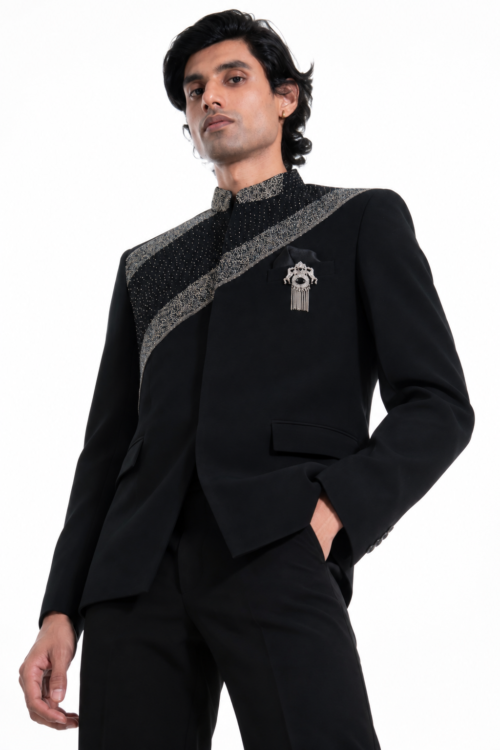 Midnight Noir Embellished Bandhgala
