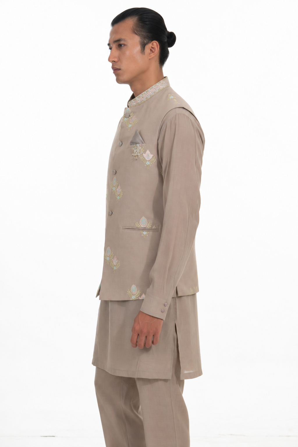Mouse Embroidered Kurta Jacket Set