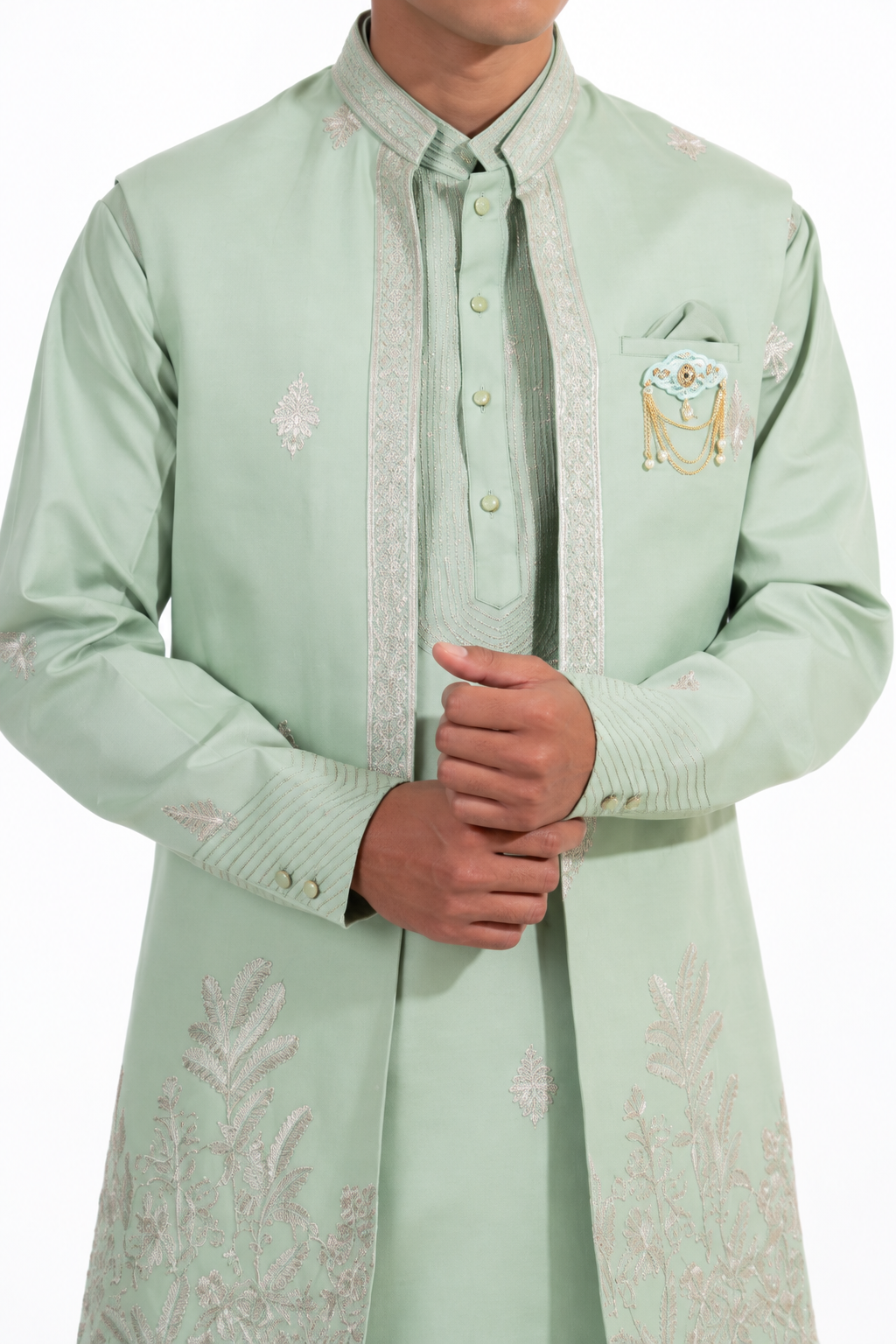 Pista Embroidered Indo Western Set