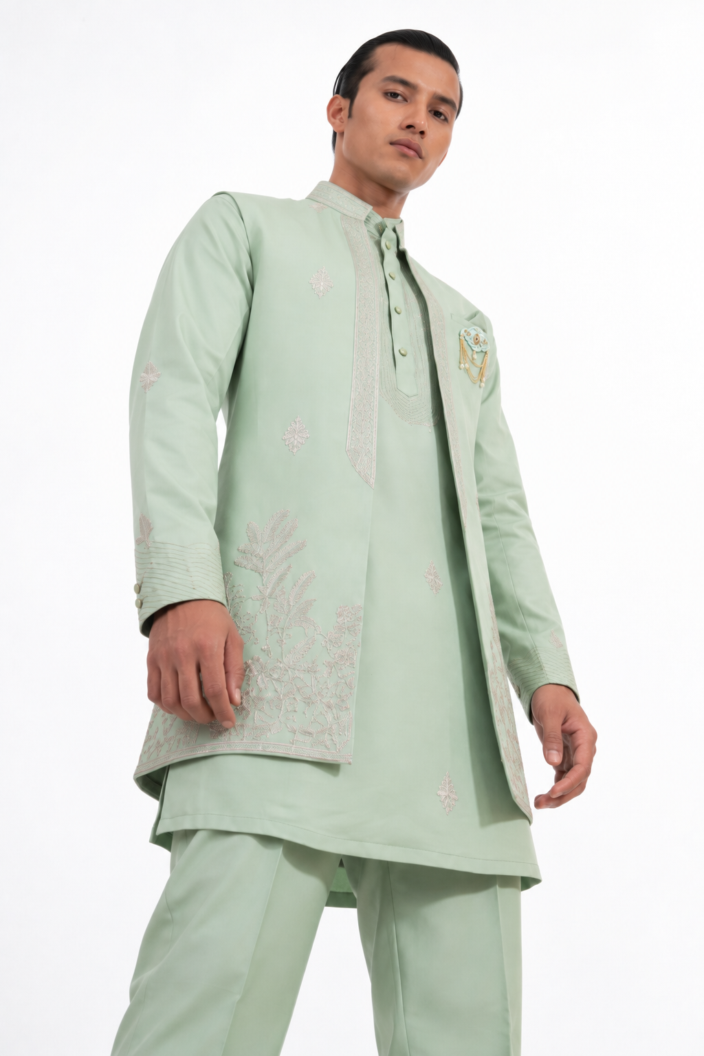 Pista Embroidered Indo Western Set