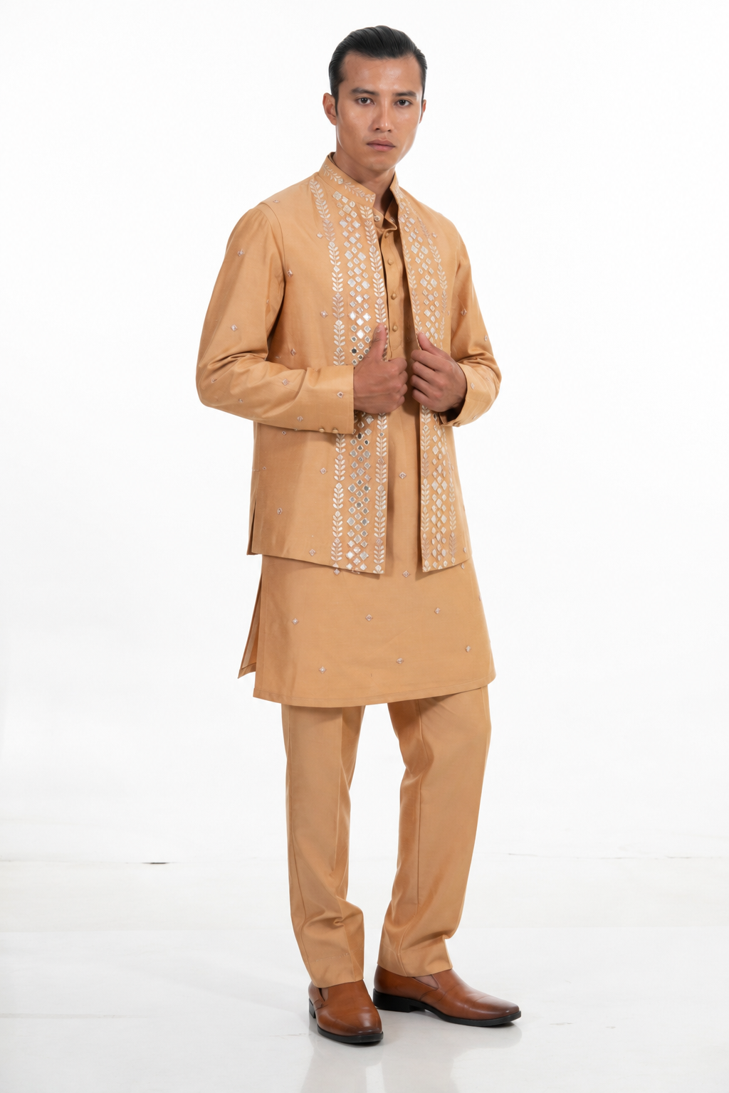 Gold Embroidered Indo Western Set