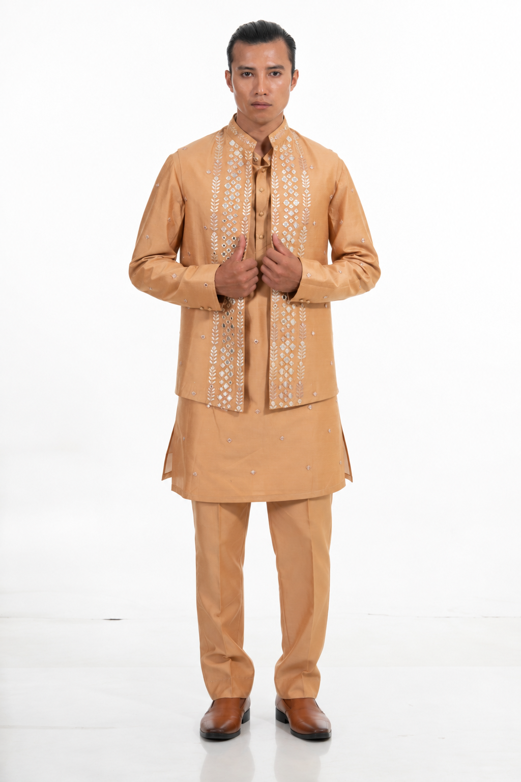 Gold Embroidered Indo Western Set