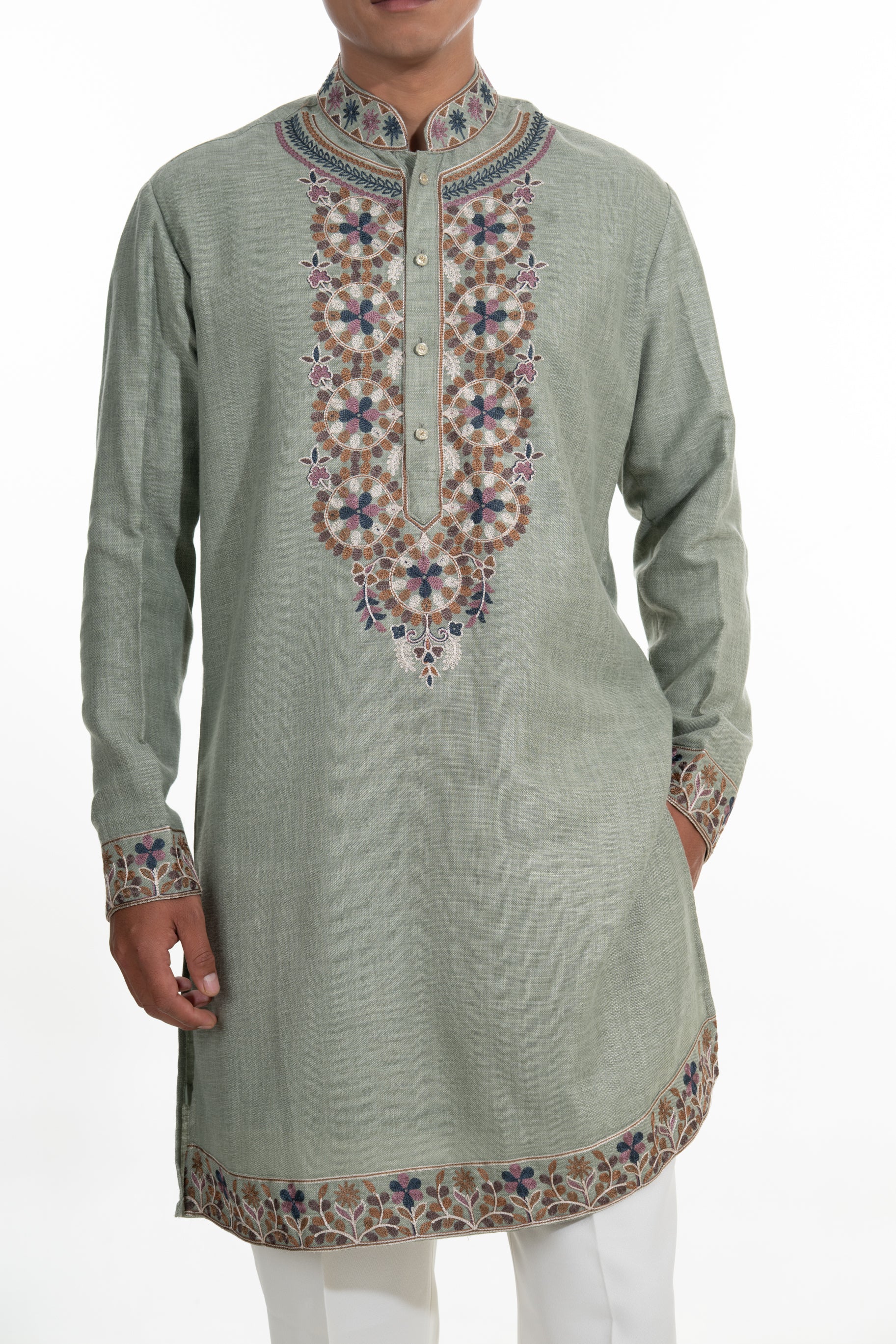 Sage Heritage Embroidered Kurta Set