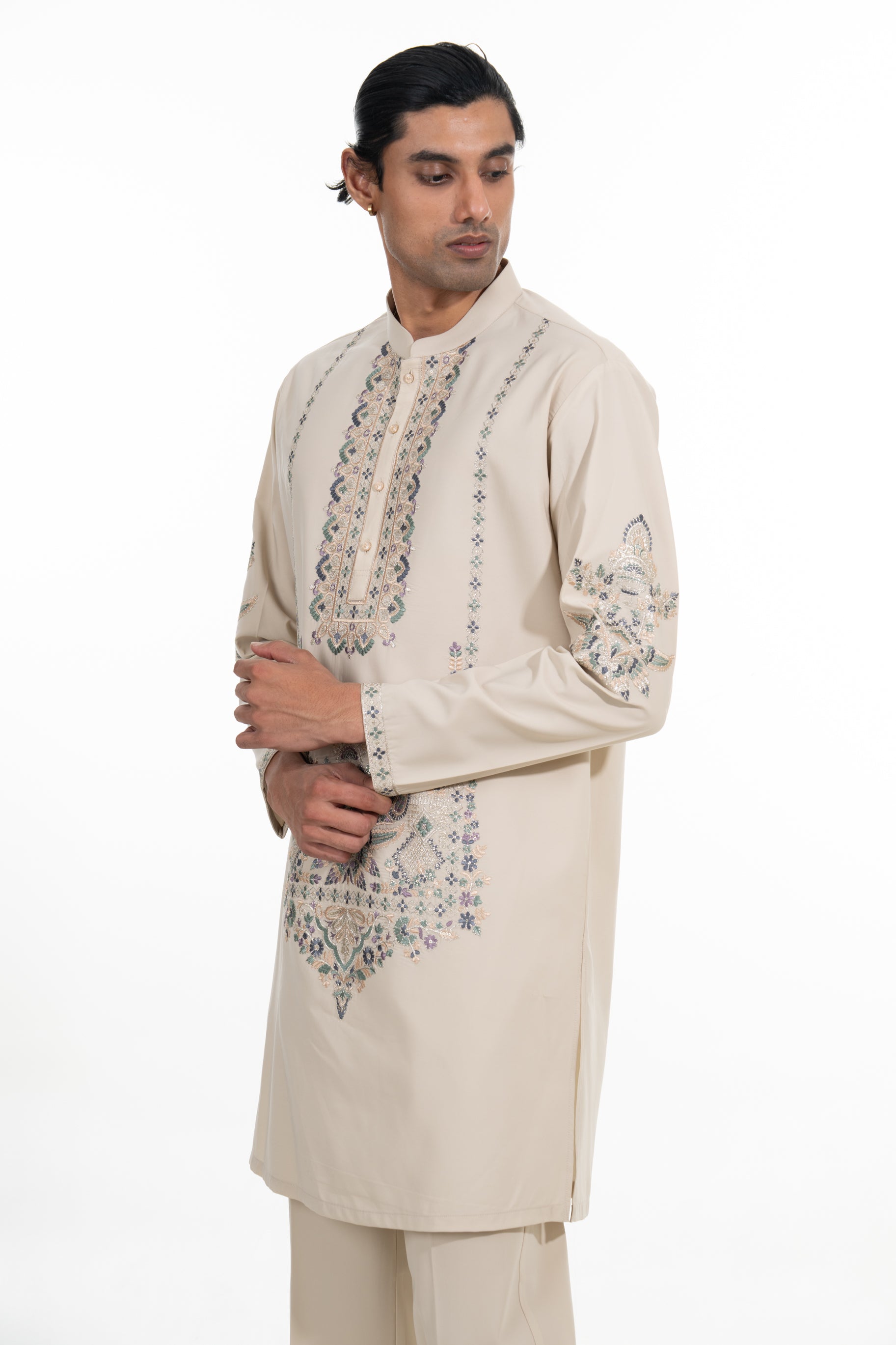 Sandstone Embroidered Kurta Set