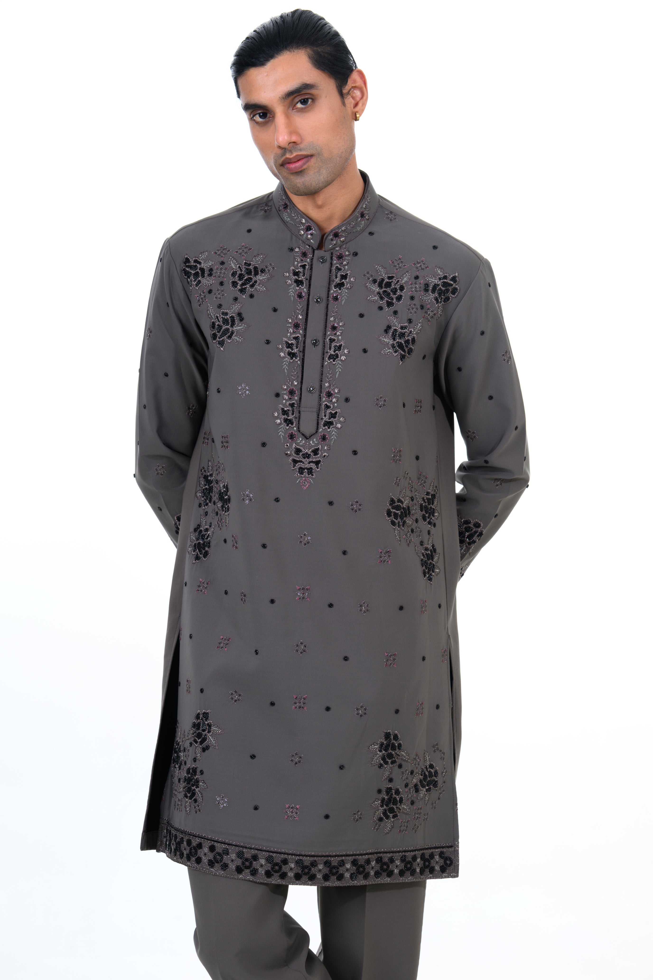 Charcoal Noir Embroidered Kurta Set
