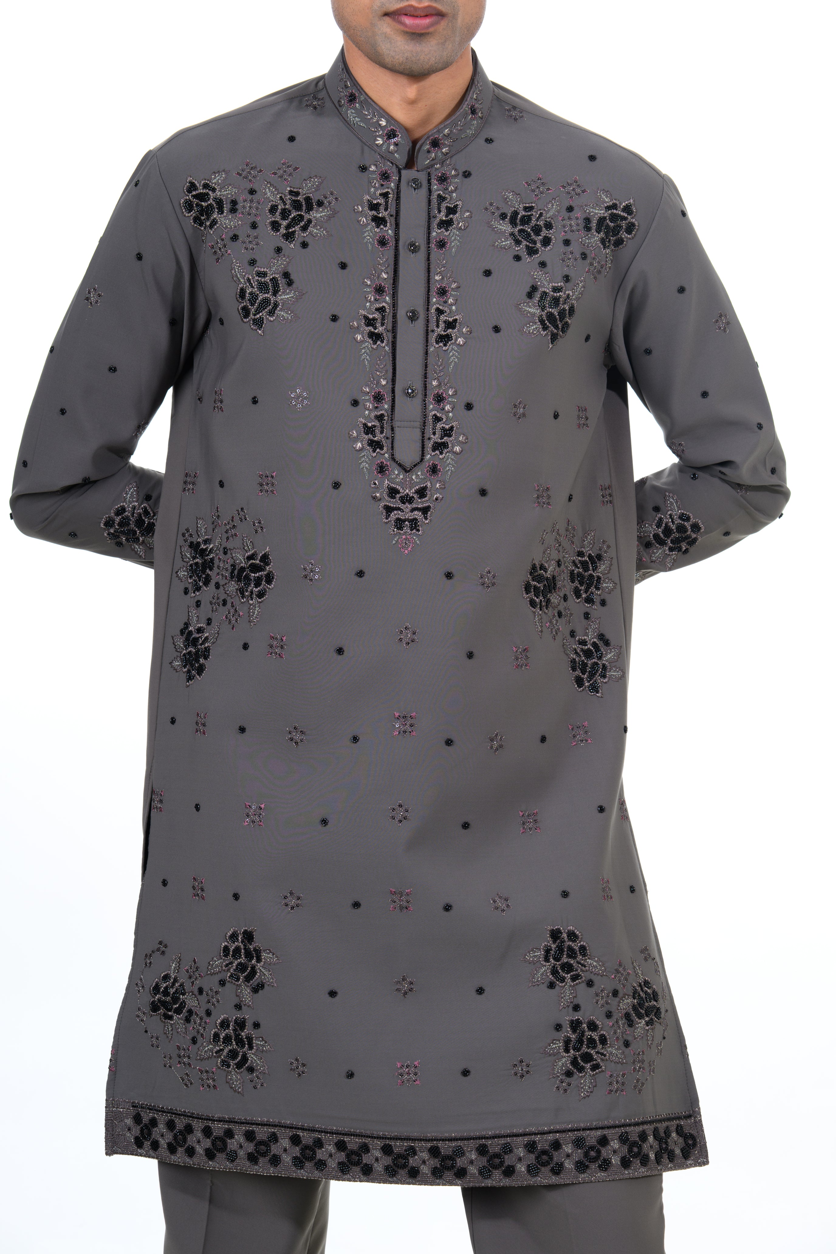 Charcoal Noir Embroidered Kurta Set