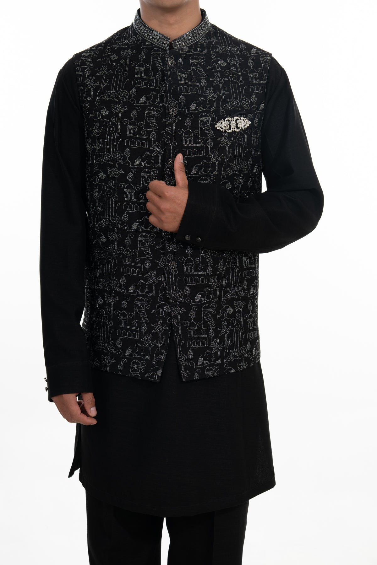 Midnight Heritage Kurta Jacket Set