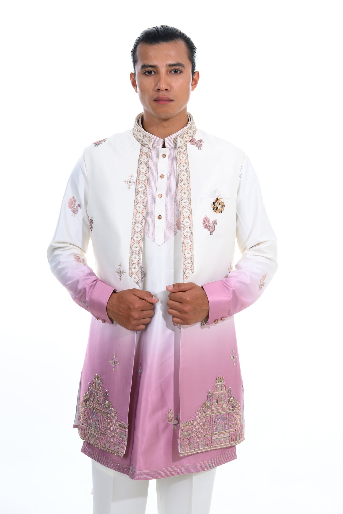 Pink Blush Palace Embroidered Indo Western Set