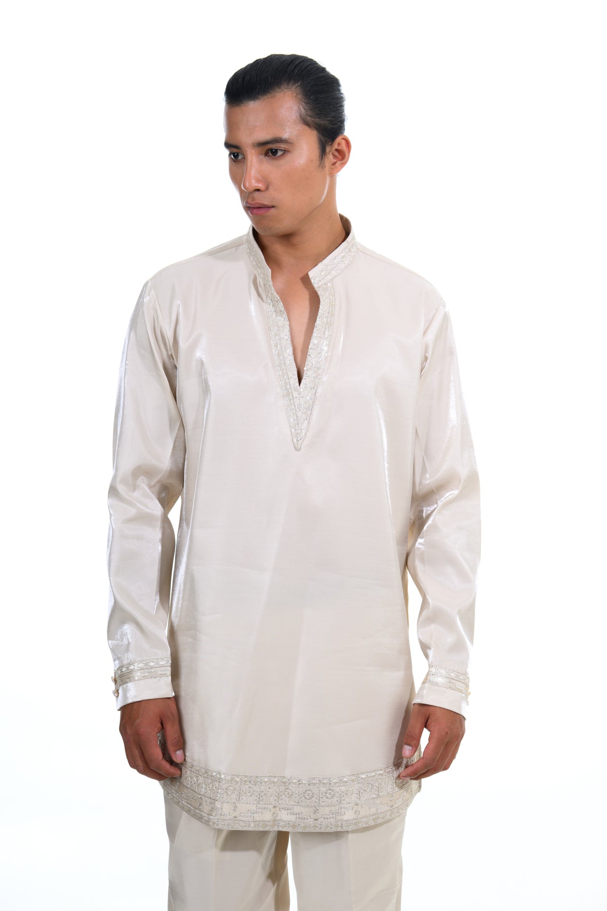 Cream Botanical Embroidered Indo Western Set