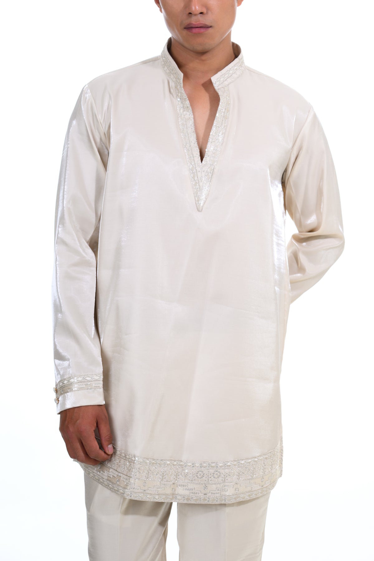 Cream Botanical Embroidered Indo Western Set
