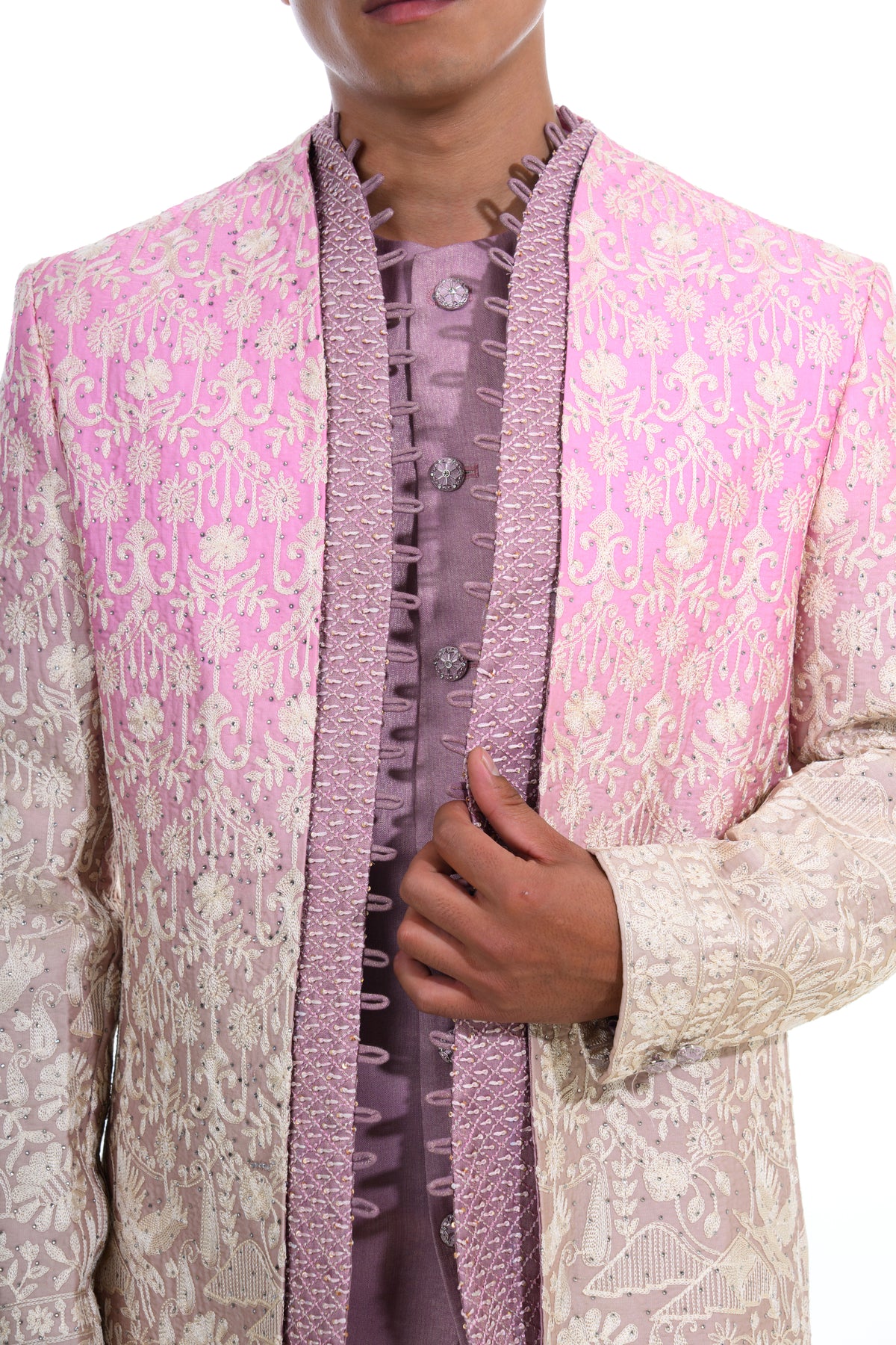 Pink Chikankari Indo Western Kurta Set
