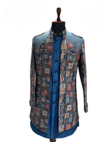 Load image into Gallery viewer, Turquoise Blue Printed Shrug Kurta Set