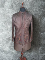 Load image into Gallery viewer, Wine Embroidered Shrug Kurta Set