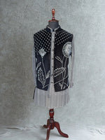 Load image into Gallery viewer, Silver Monochrome Velvet Shrug Kurta Set