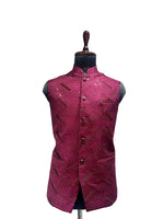 Load image into Gallery viewer, Wine Sequin Embellished Nehru Waistcoat β Festive & Wedding Collection