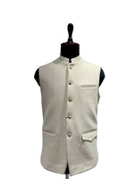 Load image into Gallery viewer, Cream Nehru Waistcoat with Structured Flap Pocket Detailing