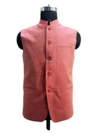 Load image into Gallery viewer, Rust Textured Nehru Waistcoat – Minimalist Elegance