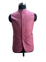 Load image into Gallery viewer, Magenta Linen Nehru Waistcoat – Sleek & Sophisticated