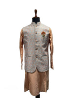 Load image into Gallery viewer, Peach Textured Waistcoat Set β Subtle Sophistication