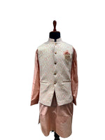Load image into Gallery viewer, Pink Waistcoat Set with Ivory Brocade Waistcoat Set
