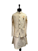 Load image into Gallery viewer, Fawn Textured Waistcoat set with Kurta