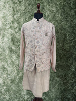 Load image into Gallery viewer, Peach Embroidered Waistcoat Kurta Set