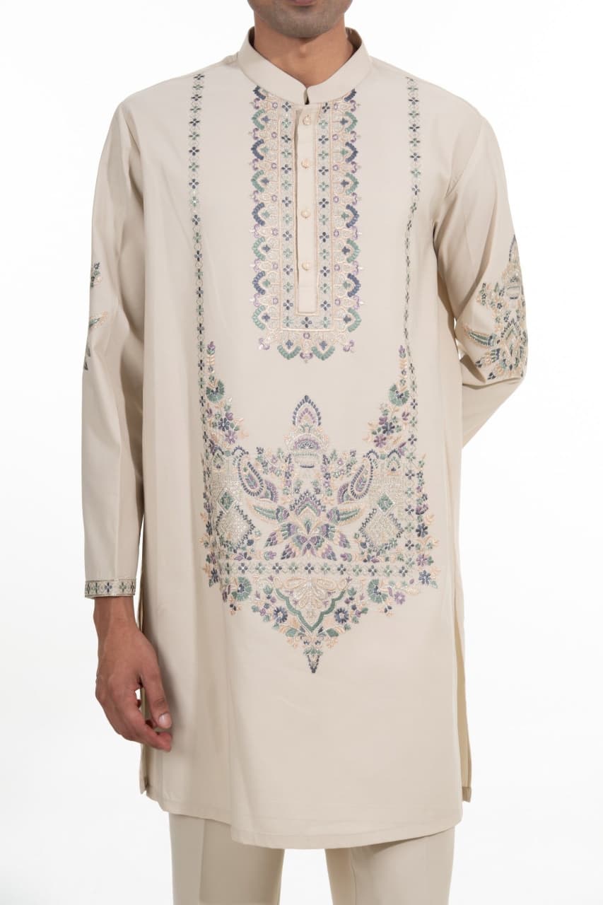 Sandstone Embroidered Kurta Set