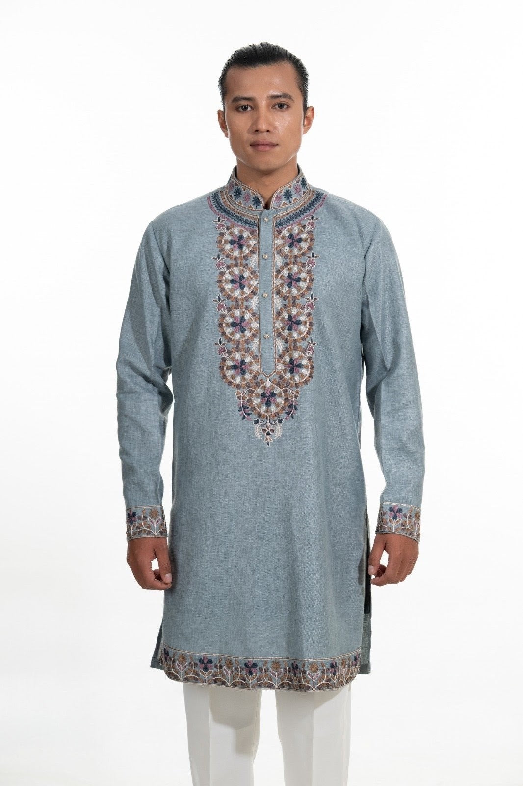 Powder Blue Heritage Embroidered Kurta Set