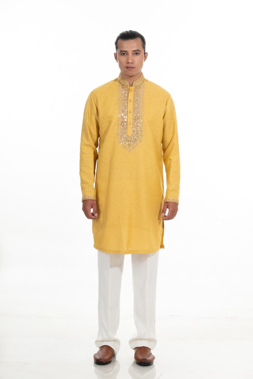 Sunlit Ochre Embroidered Kurta Set