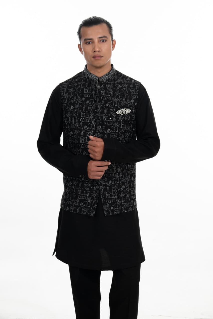 Midnight Heritage Kurta Jacket Set