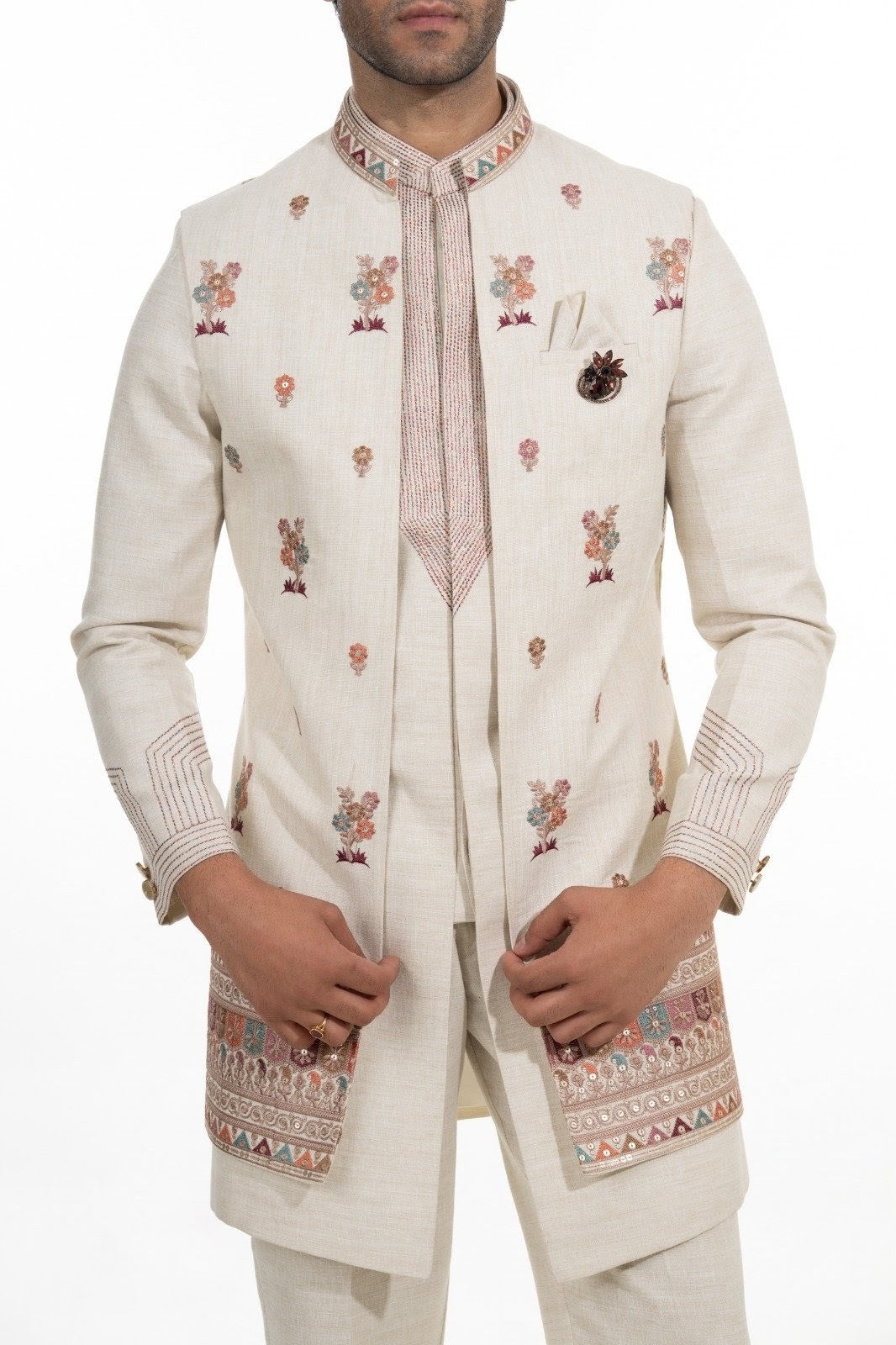 Ivory Heritage Embroidered Indo Western Set