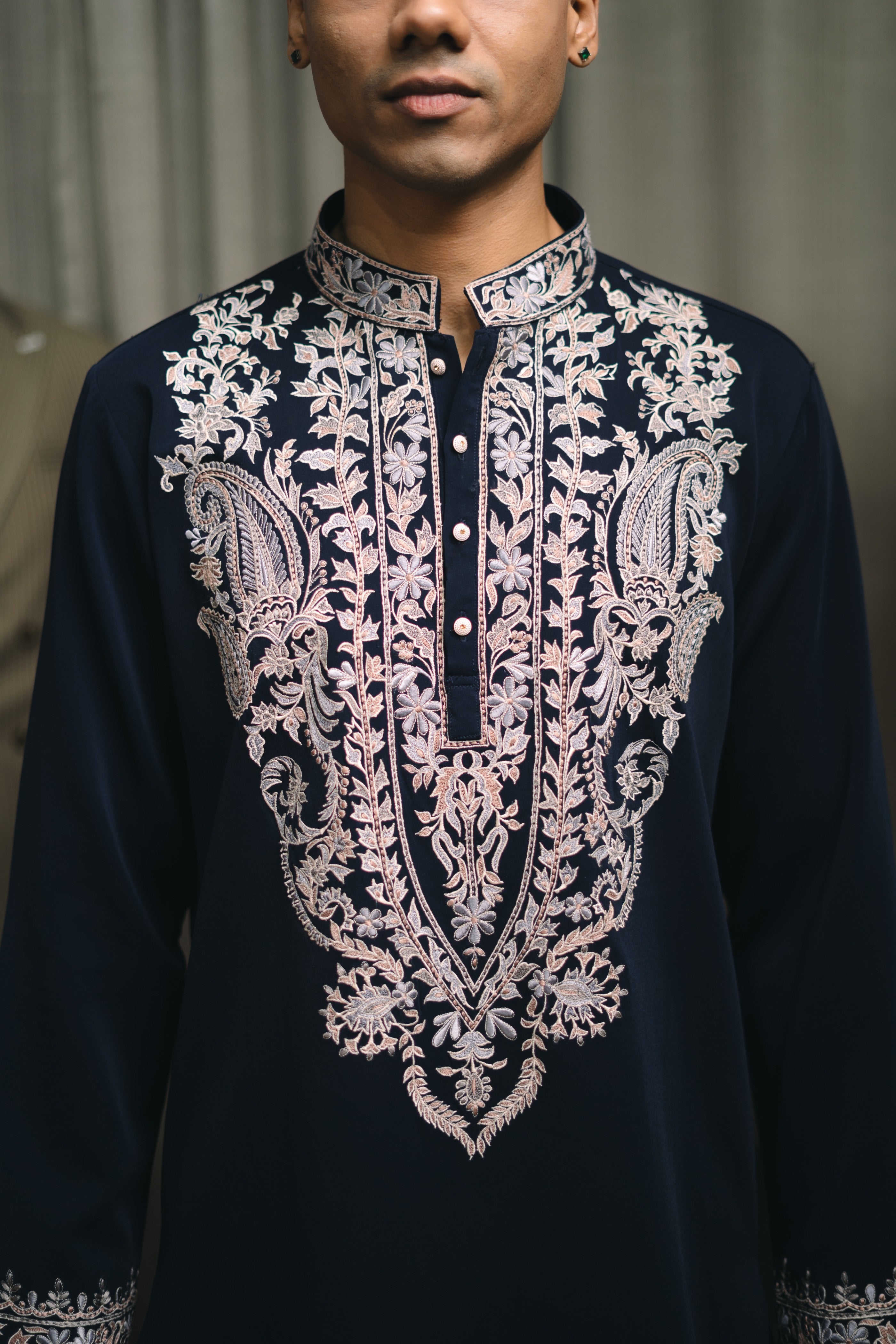 Midnight Kashmiri Embroidered Kurta Set