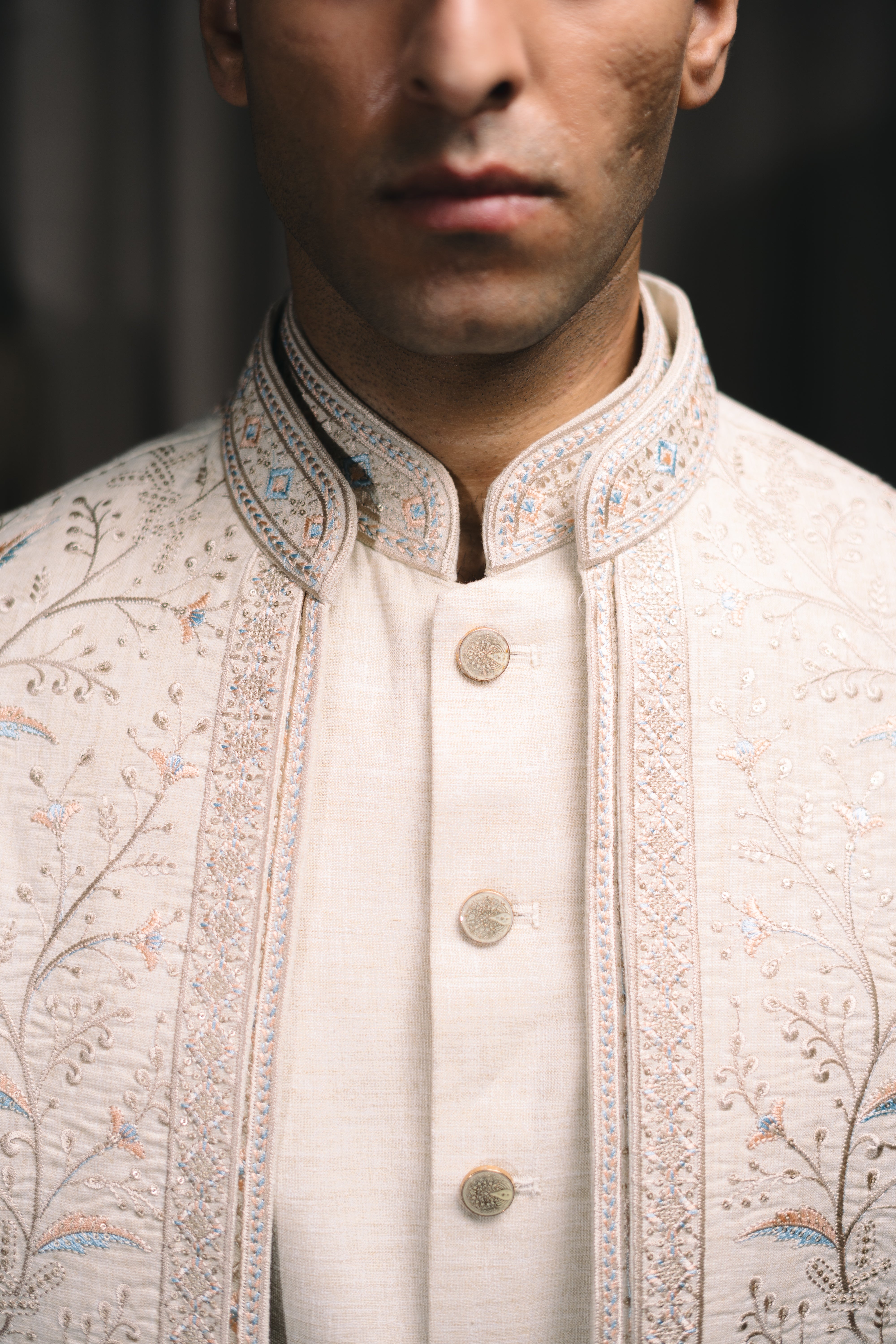 Onion Embroidered Bandhgala Kurta Set