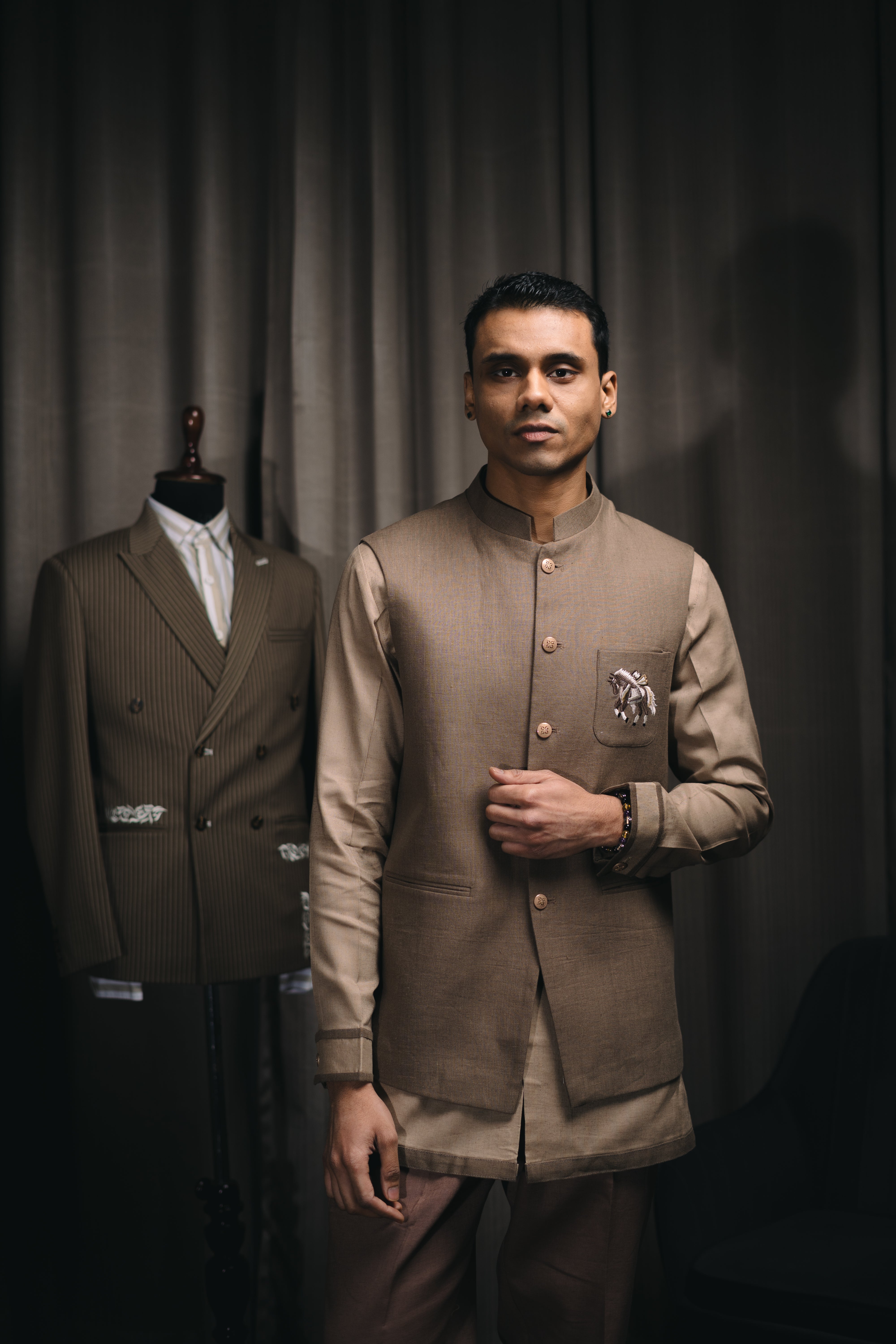 Brown Classic Bundi Shirt Set