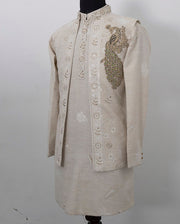 Natural Linen Blend Hand Embroidered Outfit Set