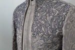 Load image into Gallery viewer, Steal Grey Silk Blend Hand Embroidered Outfit Set
