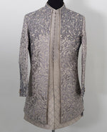 Load image into Gallery viewer, Steal Grey Silk Blend Hand Embroidered Outfit Set
