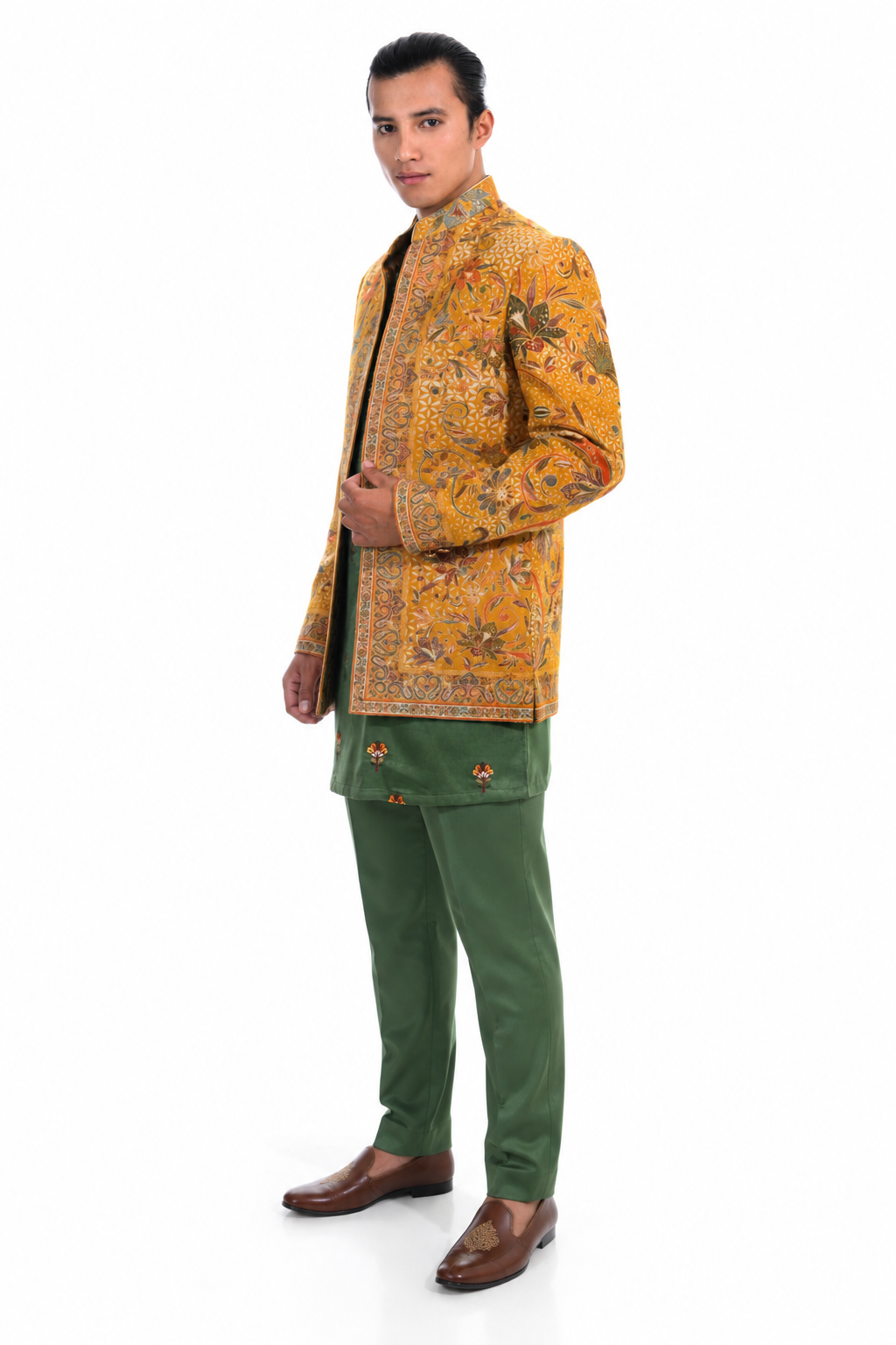 Gold Embroidered Indo Western Set