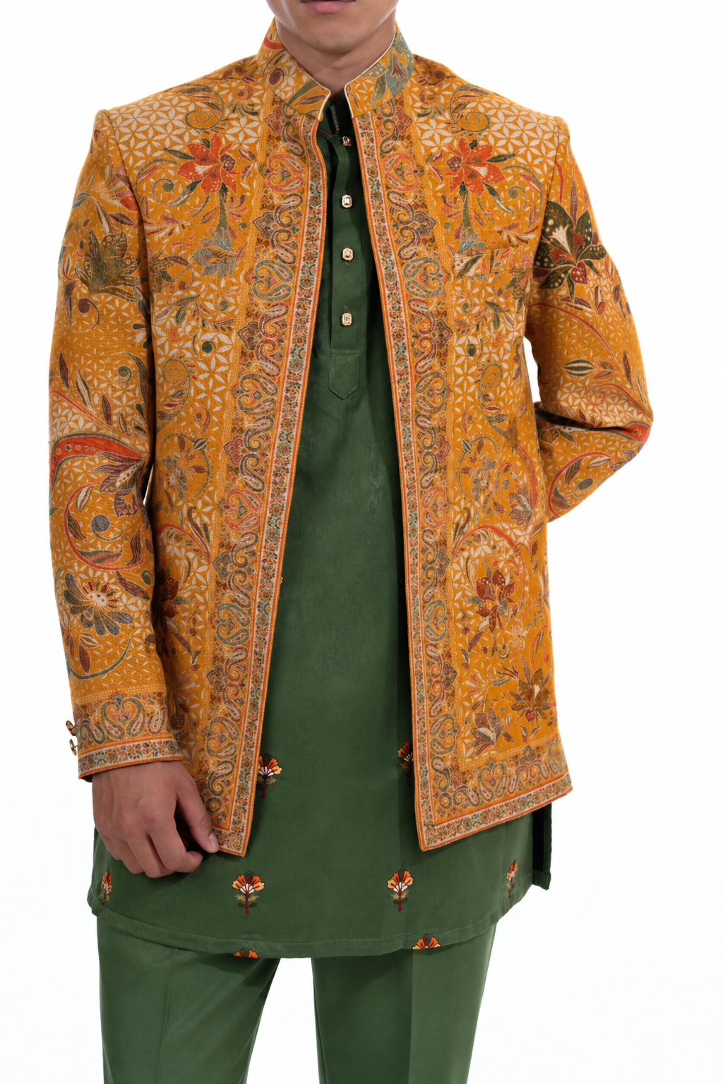 Gold Embroidered Indo Western Set