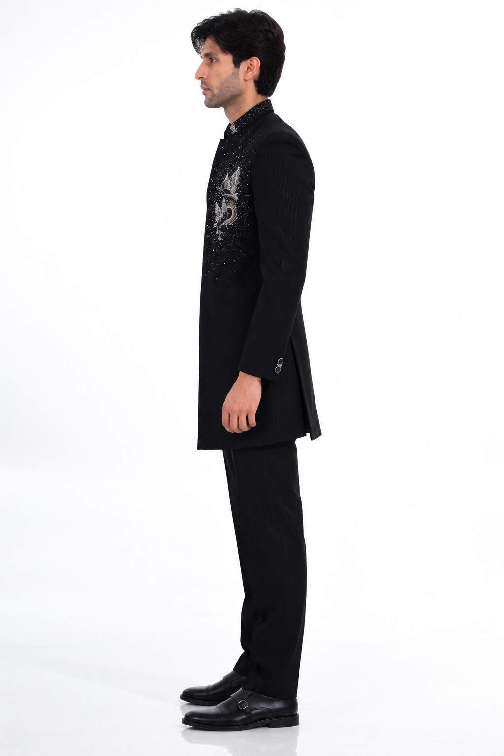 Midnight Black Embellished Indo Western Set