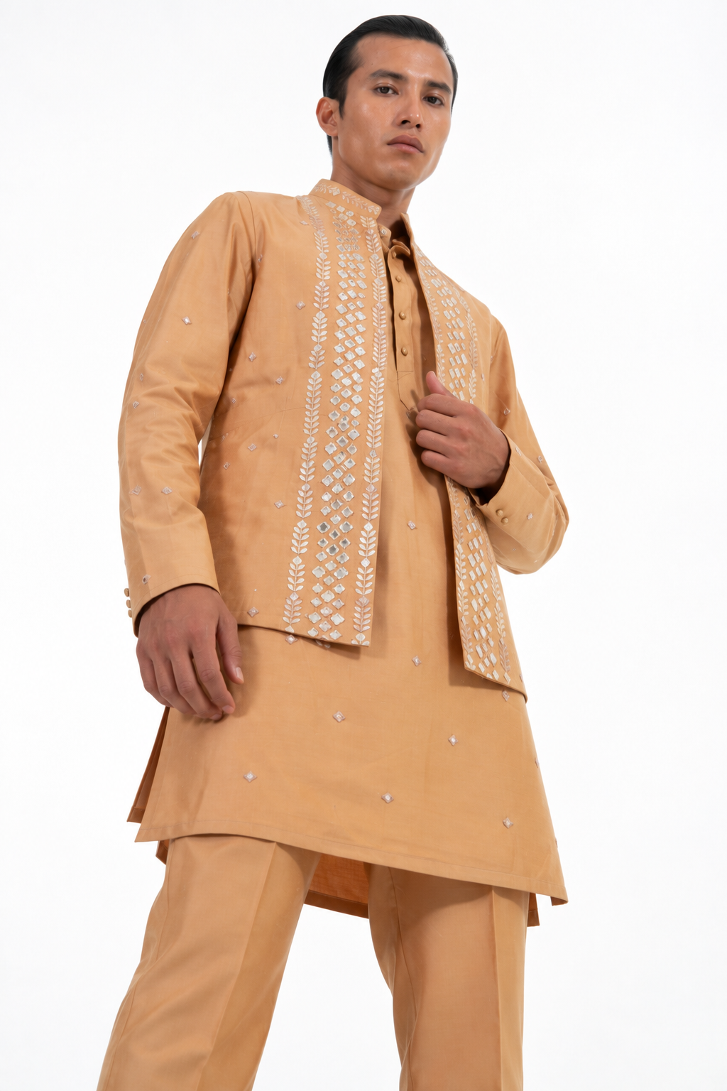 Gold Embroidered Indo Western Set