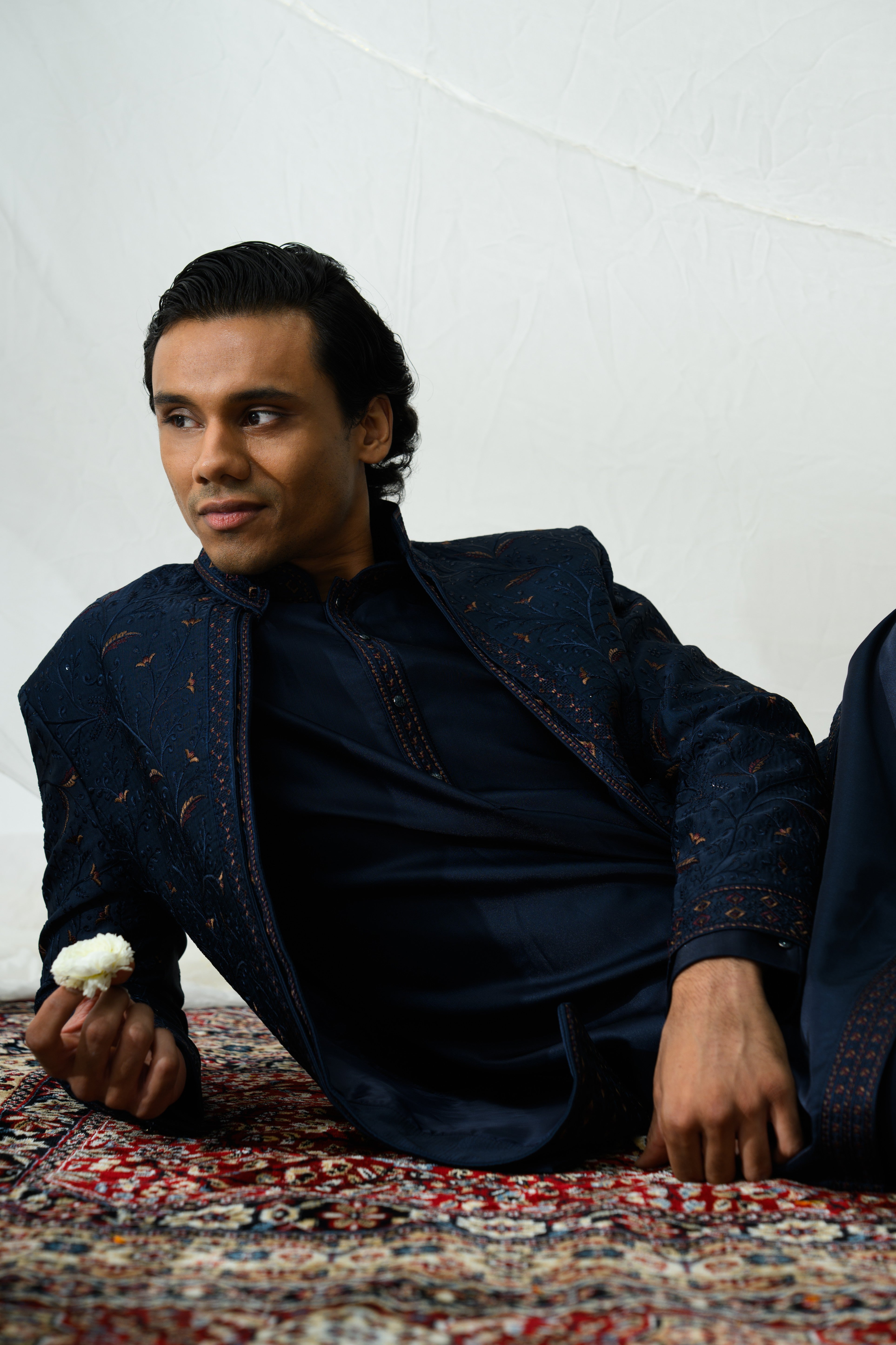 Midnight Embroidered Bandhgala Kurta Set