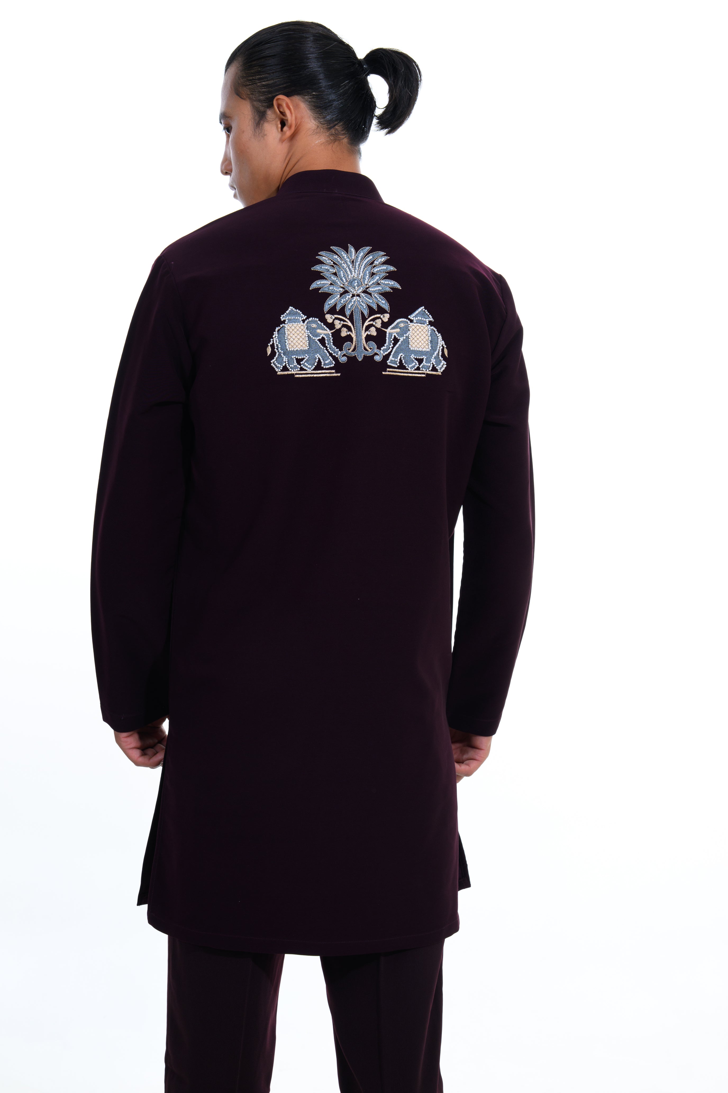 Midnight Plum Heritage Embroidered Kurta Set