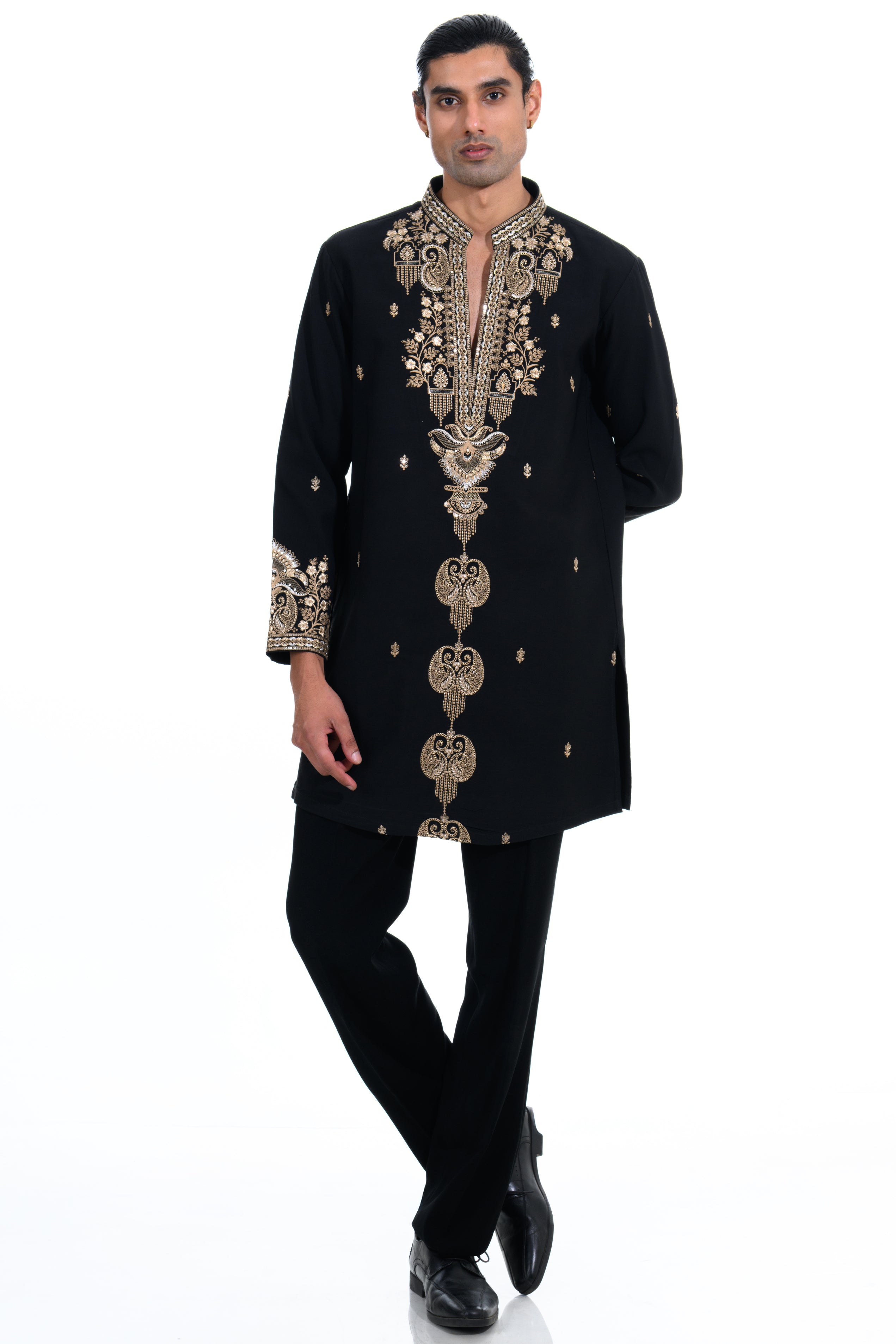 Midnight Black Noir Zardozi Embroidered Kurta Set