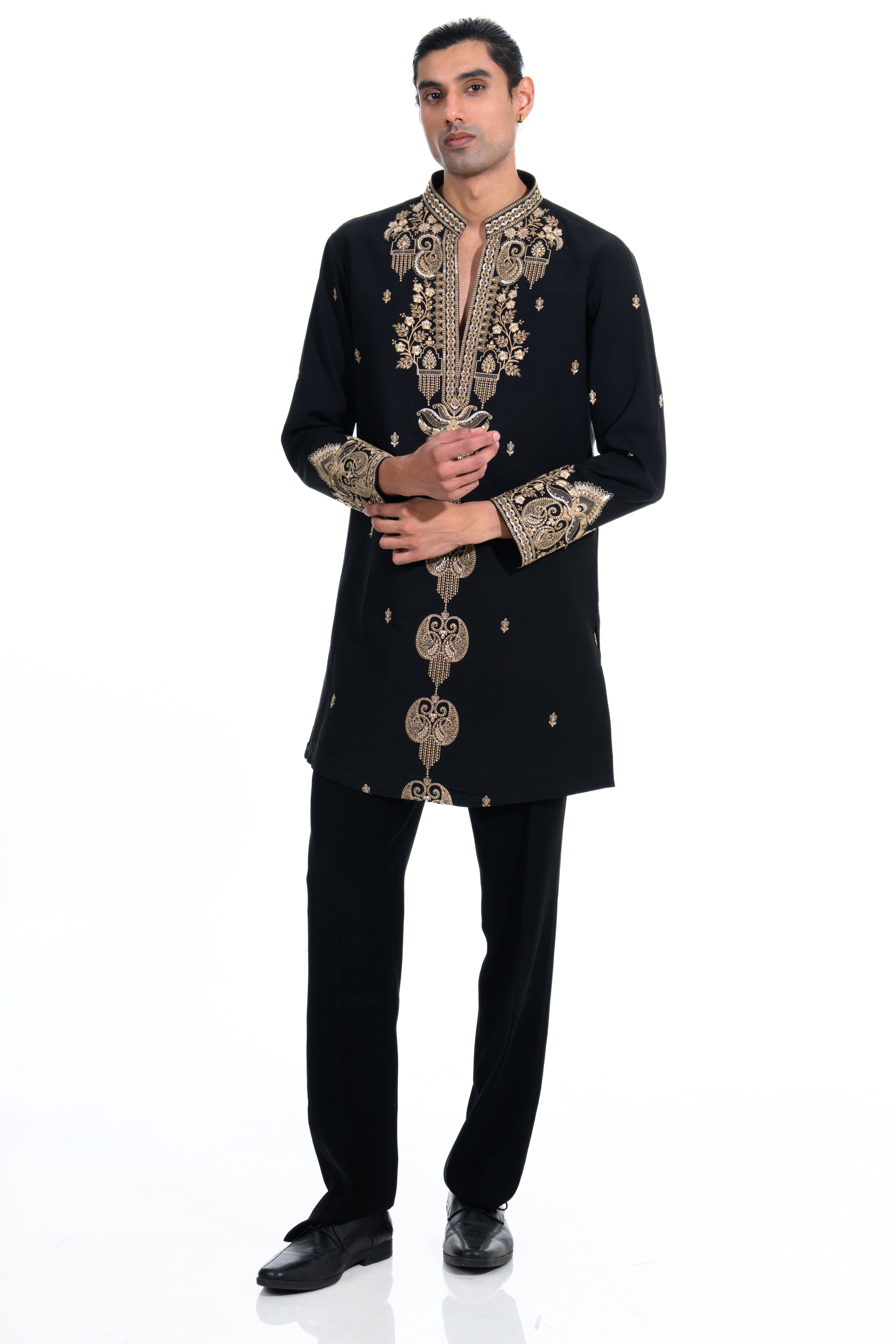 Midnight Black Noir Zardozi Embroidered Kurta Set