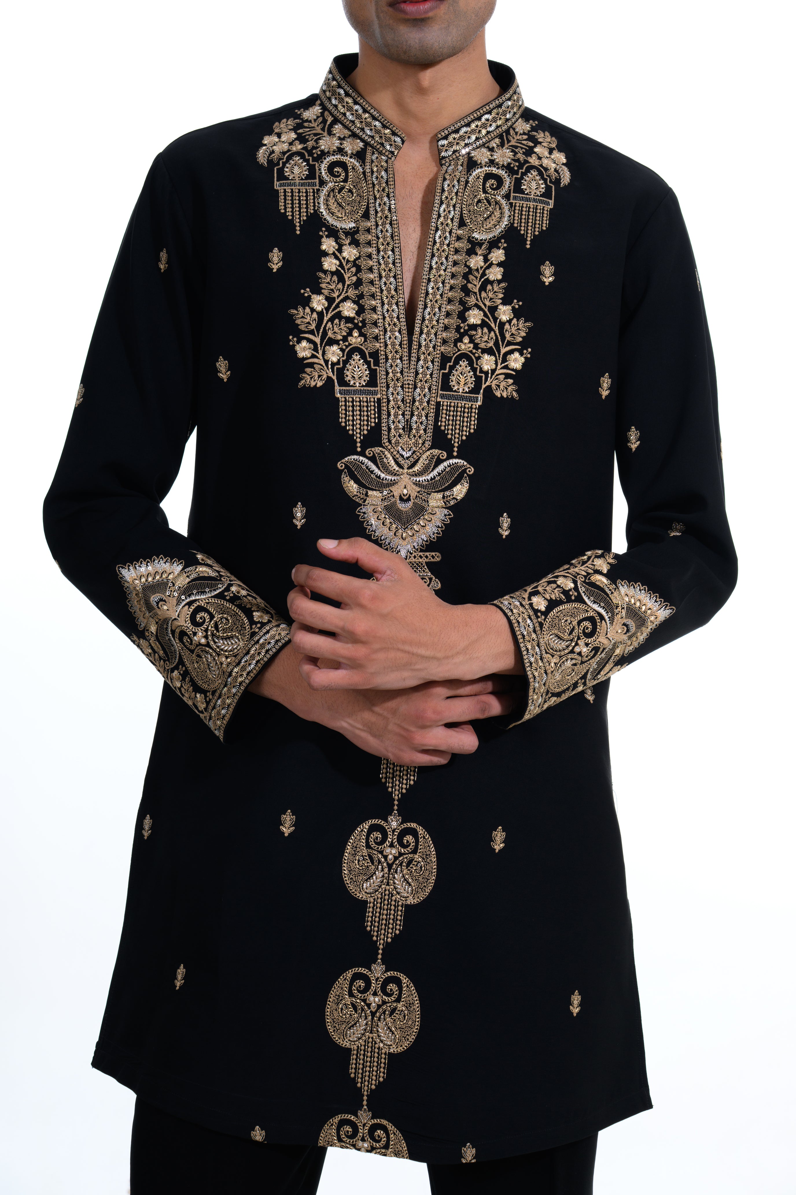 Midnight Black Noir Zardozi Embroidered Kurta Set
