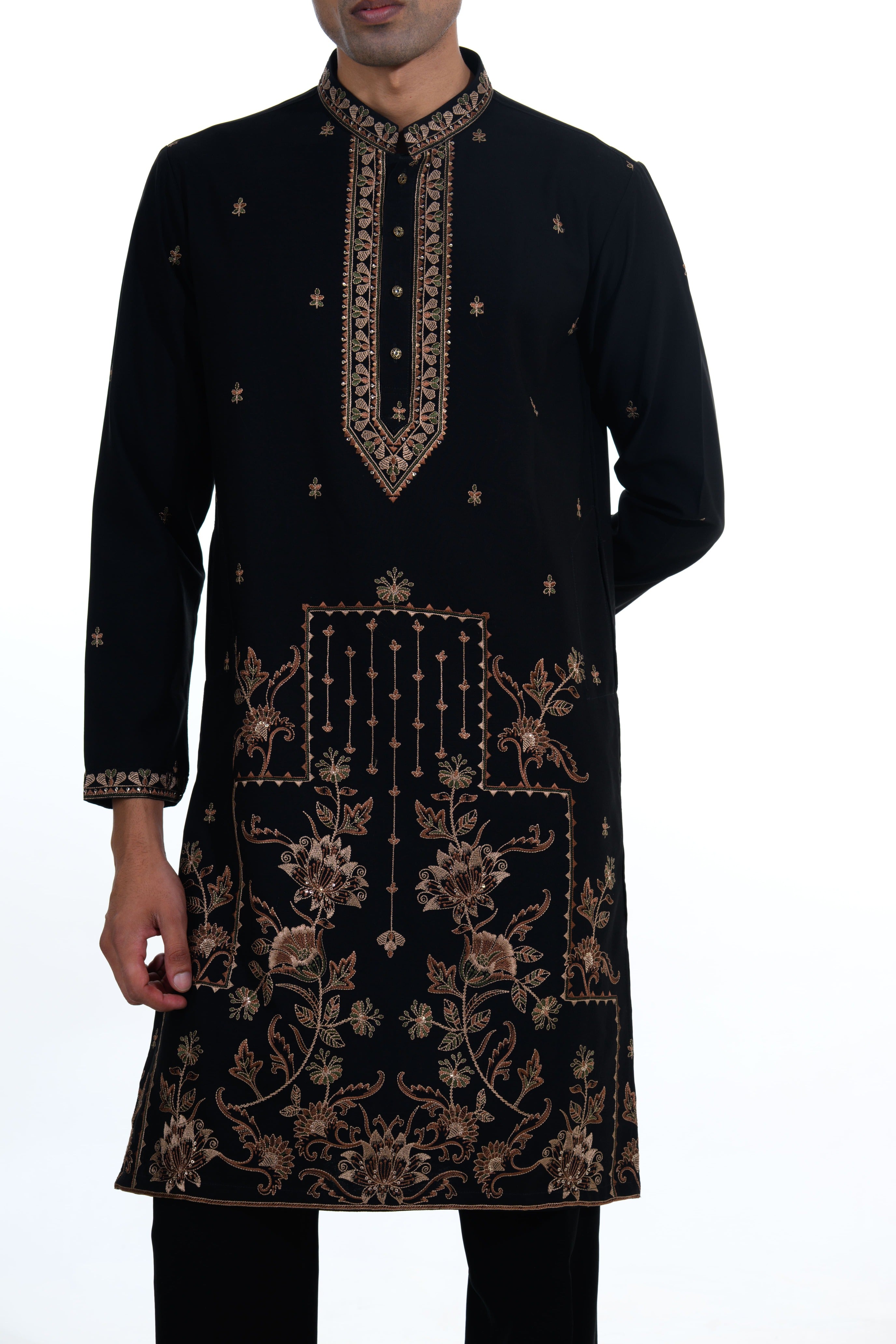 Midnight Jardin Embroidered Kurta Set